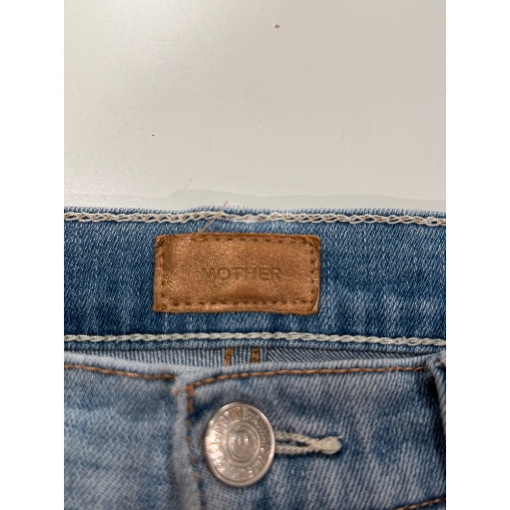 Mother Snap Down Mini Flare Jeans High Spirits Light Wash Denim Size 26 View 4